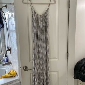 Billabong long maxi dress black/white striped with low cut back.  Size medium